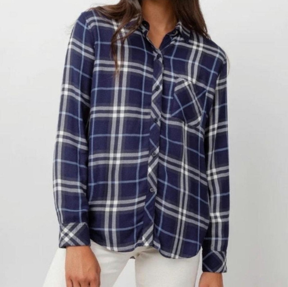 Rails Hunter Metallic Plaid Button Down Shirt Siz… - image 1